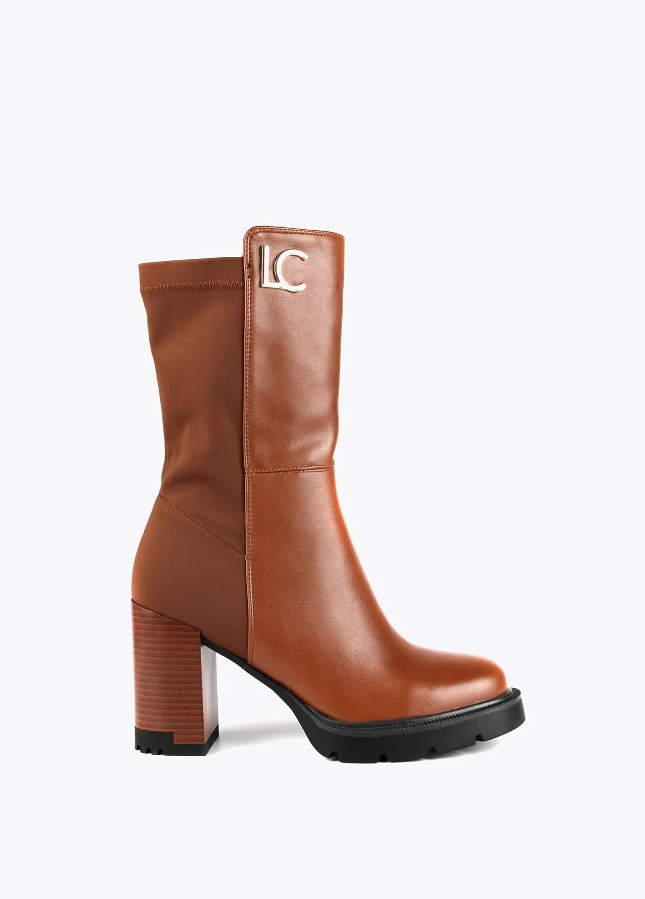 botin_media_caa_dos_tejidos__calzado__lola_casademunt_2.webp Lola Casademunt Botas Y Botines<Botin media caña dos tejidos | Calzado | Lola Casademunt MARRON