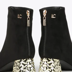 Lola Casademunt Botas Y Botines<Botín con tacón dorado NEGRO-METAL