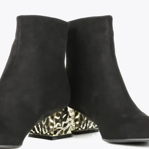 Lola Casademunt Botas Y Botines<Botín con tacón dorado NEGRO-METAL