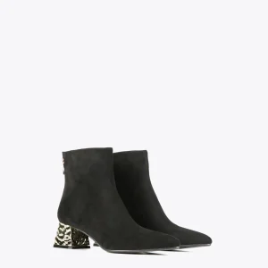 Lola Casademunt Botas Y Botines<Botín con tacón dorado NEGRO-METAL