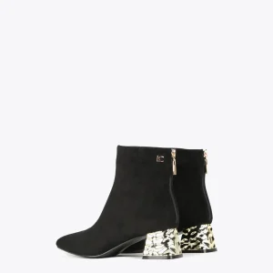 Lola Casademunt Botas Y Botines<Botín con tacón dorado NEGRO-METAL