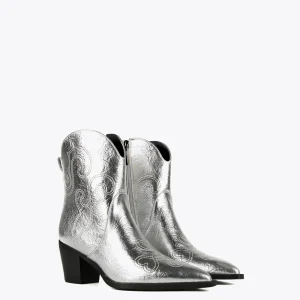 Lola Casademunt Botas Y Botines<Botín estilo cowboy PLATEADO
