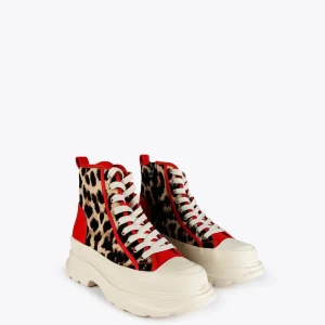 Lola Casademunt Animal Print | Botas Y Botines<Botín plataforma estampado leopardo |  Calzado | Lola Casademunt ROJO