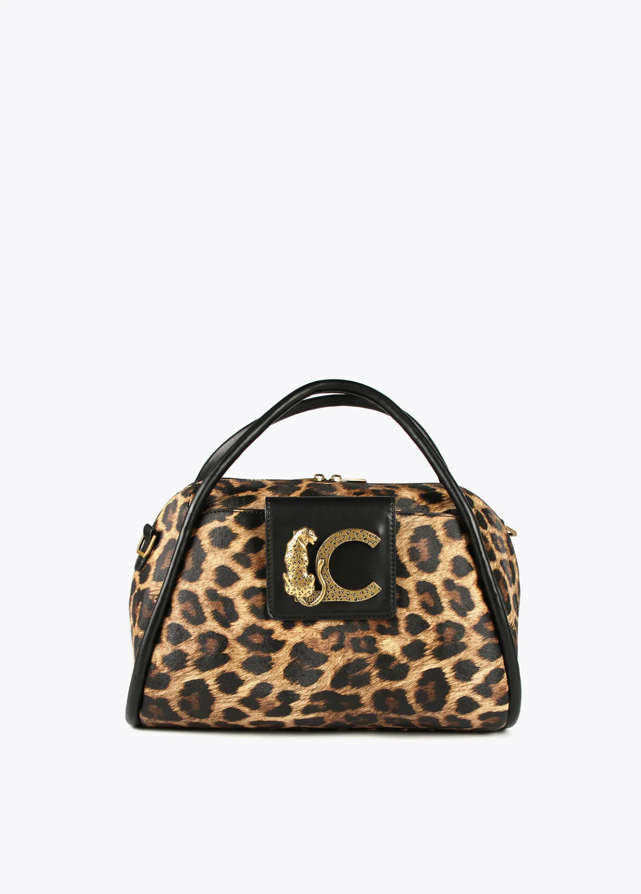 bowling_efecto_piel_animal_print_0.webp Lola Casademunt Animal Print | Bolsas De Viaje<Bowling efecto piel animal print MARRON-NEGRO