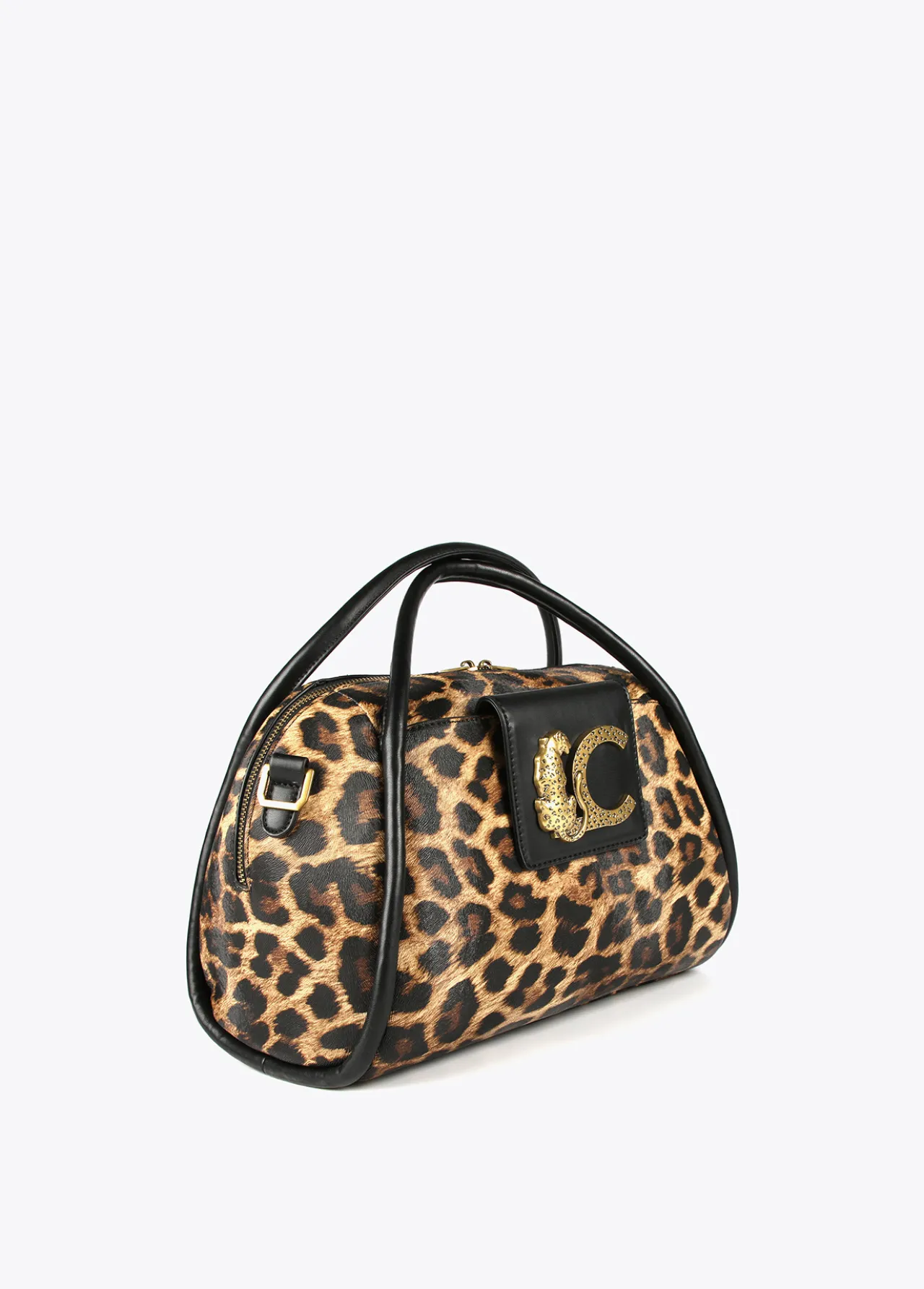 bowling_efecto_piel_animal_print_2.webp Lola Casademunt Animal Print | Bolsas De Viaje<Bowling efecto piel animal print MARRON-NEGRO