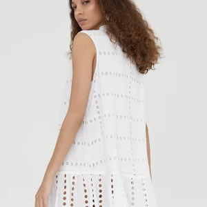 Lola Casademunt Baño<Caftan corto bordado BLANCO