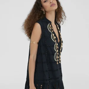 Lola Casademunt Baño<Caftan corto bordado BLANCO