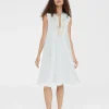 Lola Casademunt Baño<Caftan corto con bordado BLANCO