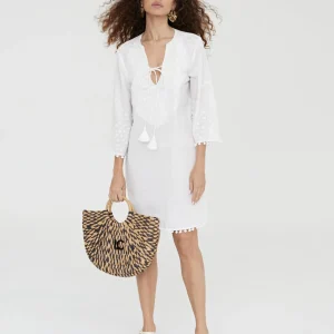 Lola Casademunt Baño<Caftan corto con bordado NEGRO