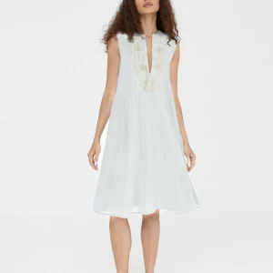 Lola Casademunt Baño<Caftan corto con bordado BLANCO
