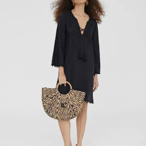 Lola Casademunt Baño<Caftan corto con bordado NEGRO