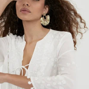 Lola Casademunt Baño<Caftan corto con bordado NEGRO