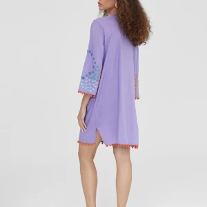 Lola Casademunt Baño<Caftan corto con bordado NEGRO