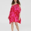 Lola Casademunt Baño<Caftan corto estampado ROJO-ROSA