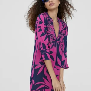 Lola Casademunt Baño<Caftan corto estampado ROJO-ROSA
