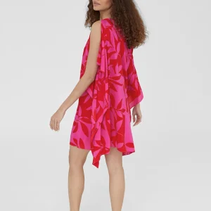 Lola Casademunt Baño<Caftan corto estampado ROJO-ROSA