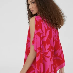Lola Casademunt Baño<Caftan corto estampado ROJO-ROSA