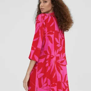 Lola Casademunt Baño<Caftan corto estampado ROJO-ROSA