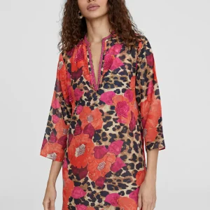 Lola Casademunt Baño<Caftan corto estampado ROJO-AZUL