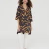 Lola Casademunt Camisas Y Blusas | Baño<Caftan corto estampado cebra NEGRO-METAL