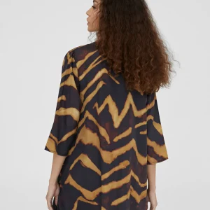 Lola Casademunt Camisas Y Blusas | Baño<Caftan corto estampado cebra NEGRO-METAL