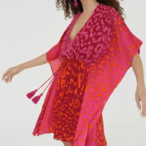 Lola Casademunt Baño<Caftan corto print animal ROSA