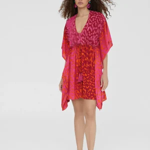 Lola Casademunt Baño<Caftan corto print animal ROSA