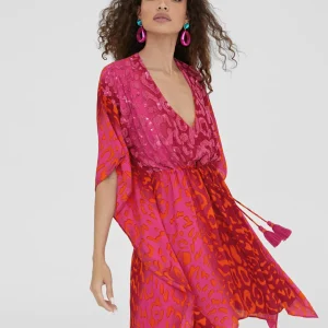 Lola Casademunt Baño<Caftan corto print animal ROSA