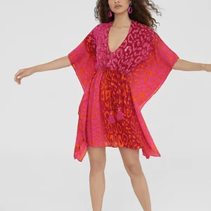 Lola Casademunt Baño<Caftan corto print animal ROSA