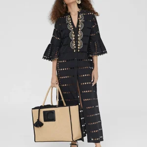 Lola Casademunt Baño<Caftan largo bordado BLANCO