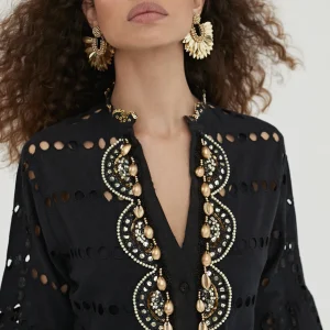 Lola Casademunt Baño<Caftan largo bordado BLANCO