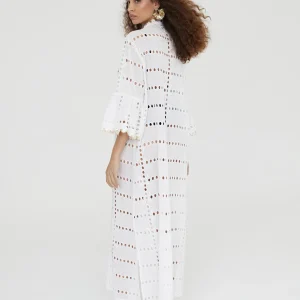 Lola Casademunt Baño<Caftan largo bordado BLANCO