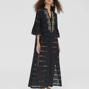 Lola Casademunt Baño<Caftan largo bordado BLANCO