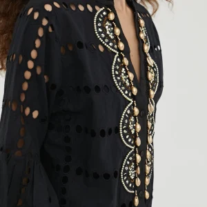 Lola Casademunt Baño<Caftan largo bordado BLANCO