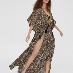 Lola Casademunt Baño<Caftan largo estampado NEGRO-MARRON
