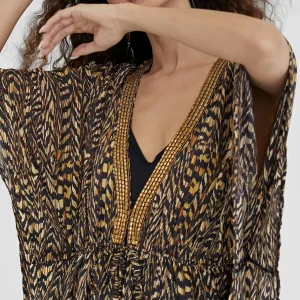 Lola Casademunt Baño<Caftan largo estampado NEGRO-MARRON