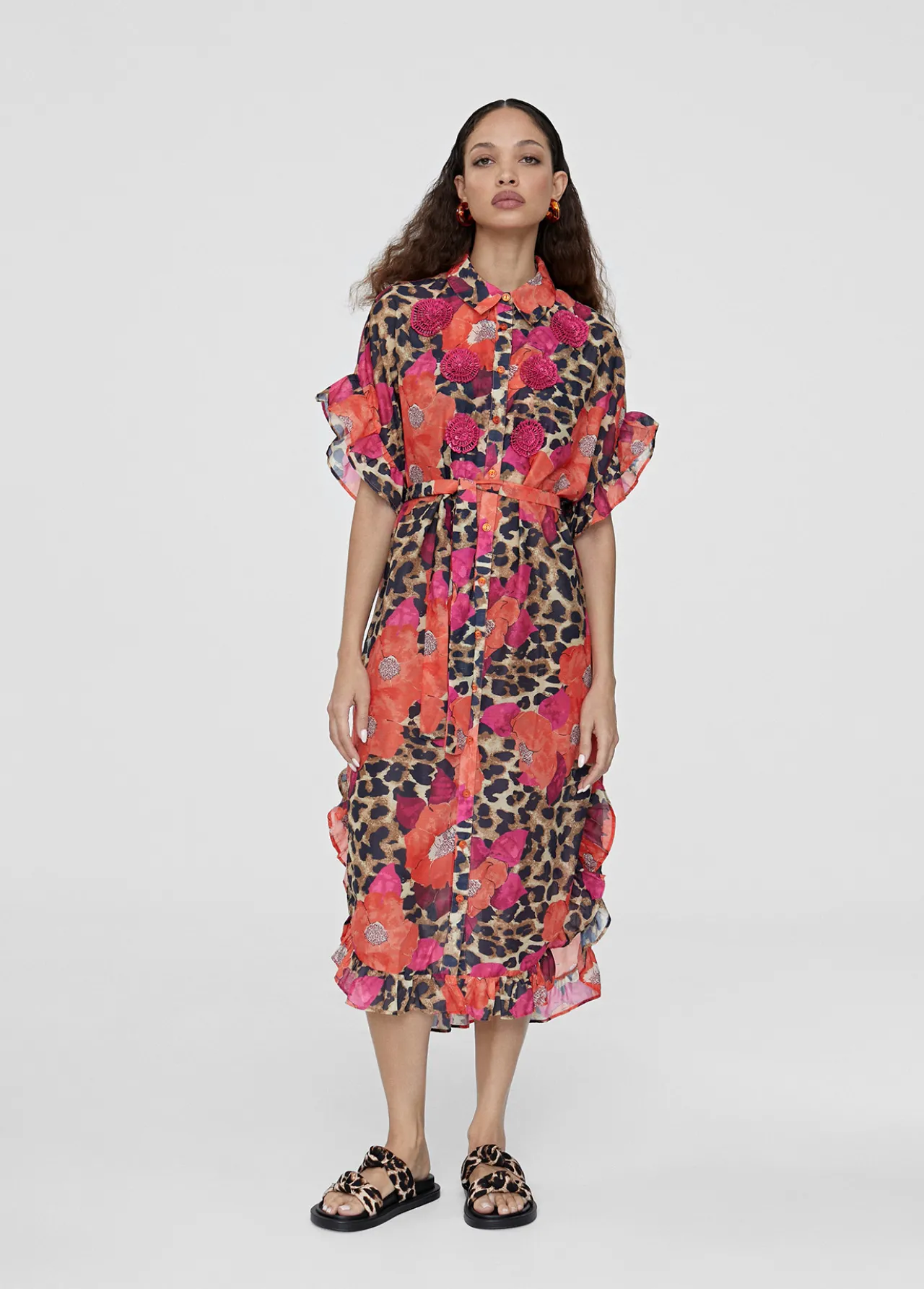 caftan_midi_estampado_combinado_0.webp Lola Casademunt Baño<Caftan midi estampado combinado ROJO-AZUL