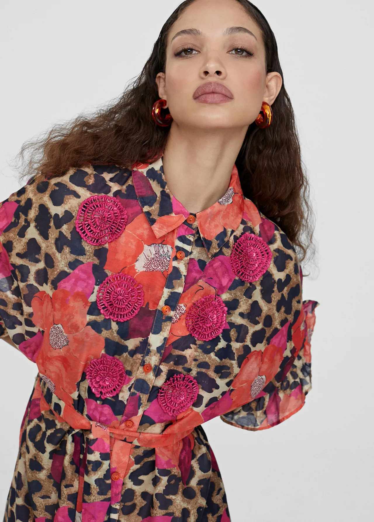 caftan_midi_estampado_combinado_1.webp Lola Casademunt Baño<Caftan midi estampado combinado ROJO-AZUL