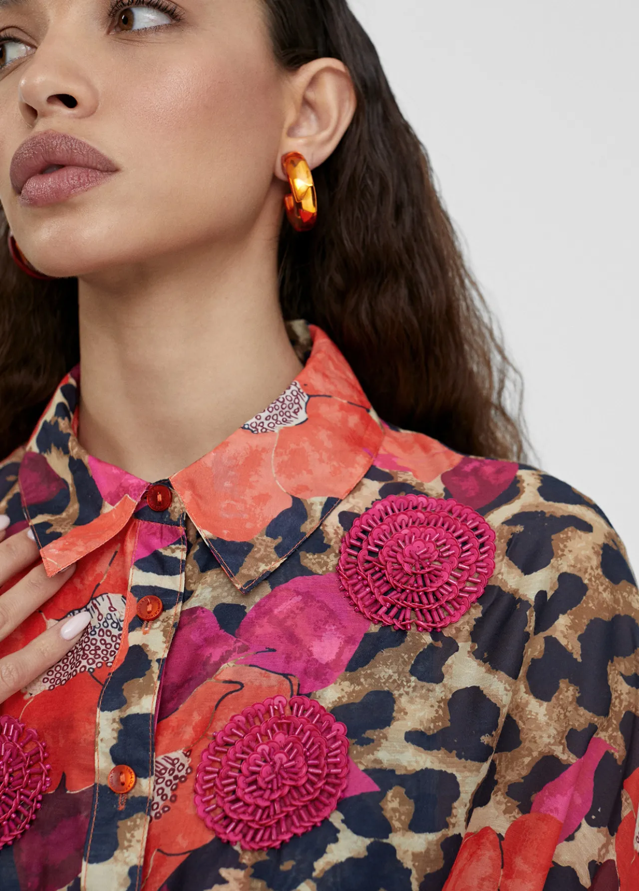 caftan_midi_estampado_combinado_3.webp Lola Casademunt Baño<Caftan midi estampado combinado ROJO-AZUL