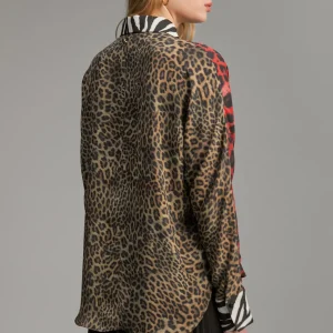 Lola Casademunt Animal Print | Camisas Y Blusas<Camisa animal print combinada ROJO-VERDE
