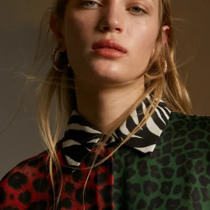 Lola Casademunt Animal Print | Camisas Y Blusas<Camisa animal print combinada ROJO-VERDE