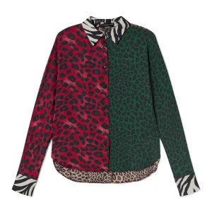 Lola Casademunt Animal Print | Camisas Y Blusas<Camisa animal print combinada ROJO-VERDE