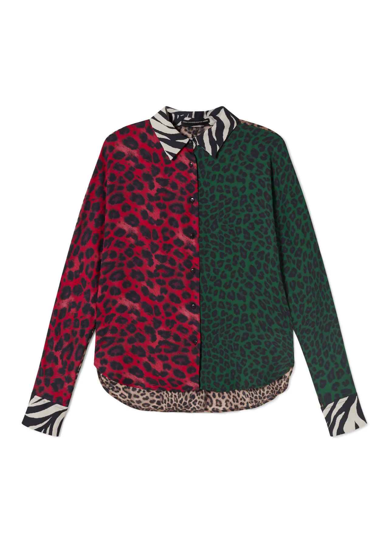 camisa_animal_print_combinada_3.webp Lola Casademunt Animal Print | Camisas Y Blusas<Camisa animal print combinada ROJO-VERDE