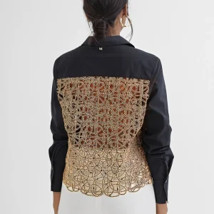 Lola Casademunt Camisas Y Blusas<Camisa bordado fantasía NEGRO-METAL
