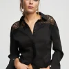Lola Casademunt Camisas Y Blusas<Camisa con encaje NEGRO