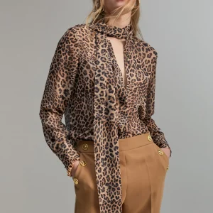 Lola Casademunt Animal Print | Camisas Y Blusas<Camisa con lazada MARRON-NEGRO
