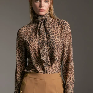 Lola Casademunt Animal Print | Camisas Y Blusas<Camisa con lazada MARRON-NEGRO