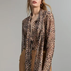 Lola Casademunt Animal Print | Camisas Y Blusas<Camisa con lazada MARRON-NEGRO