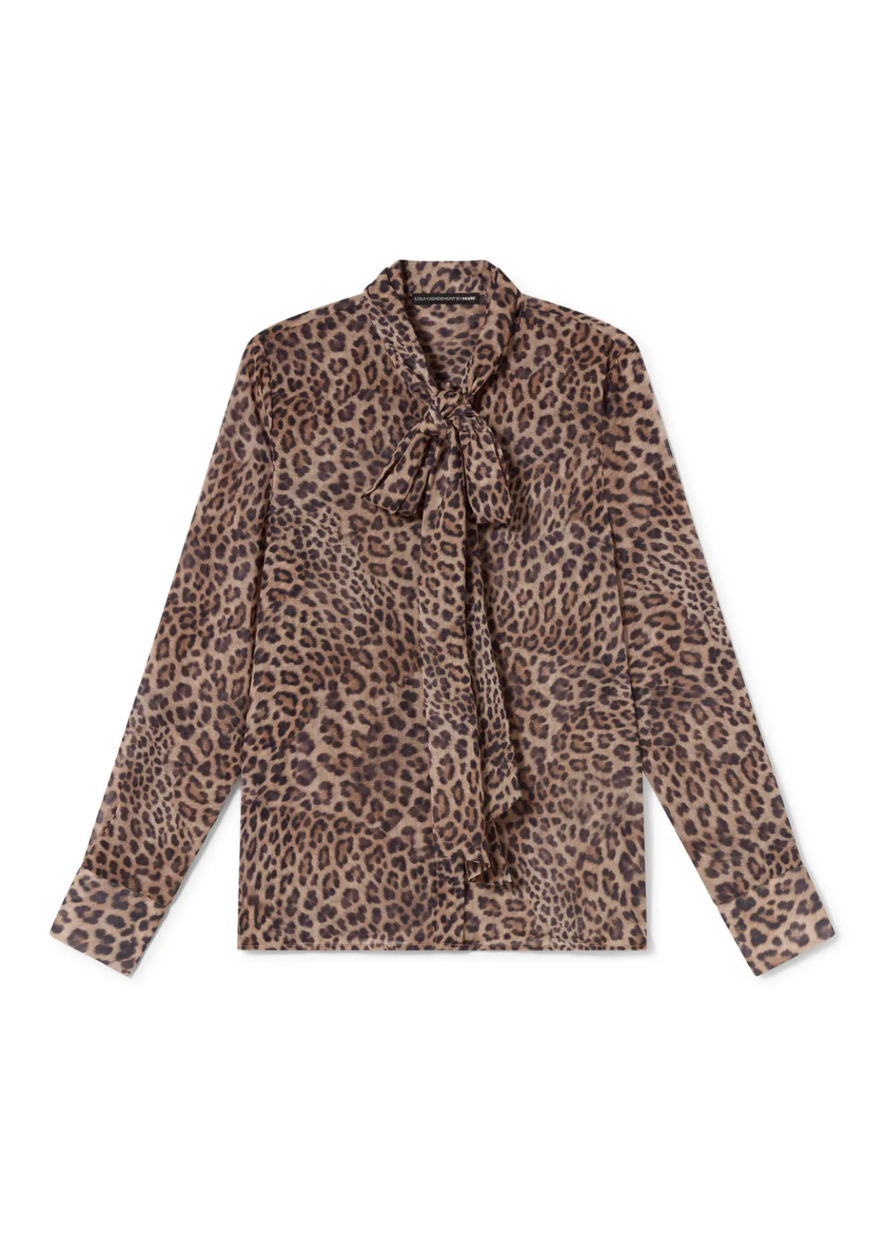 camisa_con_lazada_6.webp Lola Casademunt Animal Print | Camisas Y Blusas<Camisa con lazada MARRON-NEGRO