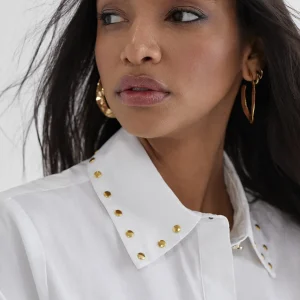 Lola Casademunt Camisas Y Blusas<Camisa con tachas BLANCO